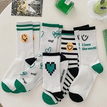 골지키치양말 중목 하트 스마일 패션삭스 여성
