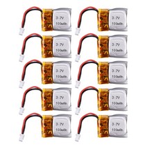 리포배터리 rc카 드론 인산 철 충전기 무선 3.7v 100mah 리튬 이온 배터리, 10개