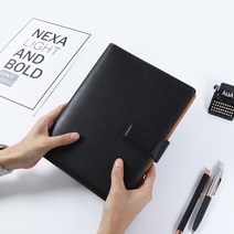 비오파파 가죽 A5 6공 회사 업무용 만년 다이어리, 블랙