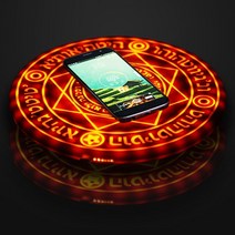 몬스터 매직 LED 마법진 무선충전기 kc인증 충전패드 충전기 스마트폰 c타입 5pin, 브라운