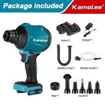 송풍기 대포 블로워 무선 낙엽 청소기 배풍기 브로워 엔진 소형 공업용 환풍기 Kamolee먼지 공기 주입기 5 인 1 다기능 충전식 마키타 18V 배터리 사용, Two Battery Brushed+UK