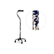 거동불편한 할머니 꽃무늬 예쁜 4발 길이조절 초경량 지팡이 튼튼한 가벼운 워커, 플라워블루