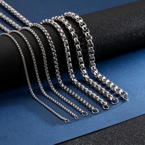 야구선수목걸이 스테인레스 스틸 스퀘어 링크 박스 체인 2/2.5/3/4/5/6/7mm