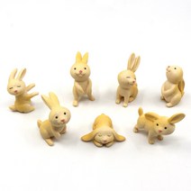 테라리움 동물 피규어 토끼 친구들 7종 세트 2컬러 미니어처 화분장식 가드닝소품, 옐로우세트