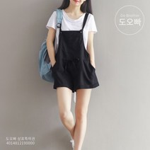 도오빠 여성 반바지 린넨 멜빵 빅사이즈 편한복장 캐주얼 20대 30대 귀여운 시원한