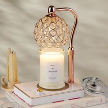 에인디 비주 캔들워머 타이머 높이 불빛조절+소이캔들 370g세트, 하와이안피치370g, 비주_로즈골드화이트(타이머)