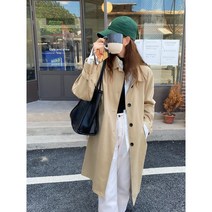 SMOPIG 여성 봄가을 트렌치 롱 트렌치코트