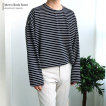 [맨즈북] 목늘어남 방지 텐션업 남자 단가라 긴팔티 오버핏 캐주얼룩