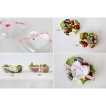 여자친구도시락 투명 2칸 하트용기 4개 소풍도시락, 기본선택, 두칸