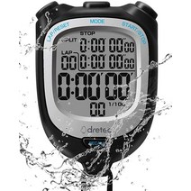 드레텍 Dretec - 디지털 스포츠 스톱워치 카운트다운 타이머 랩 스플릿 시계 캘린더 알람 IPX7 방수 초대형 LCD 디스플레이