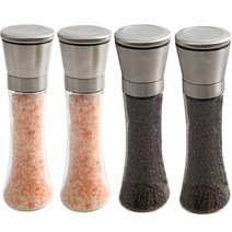 2+2 소금 후추 그라인더 깨갈이 180ml 4개 (글라스바디), 글라스바디 4개