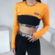 주니어 마일크 물결 긴팔 크롭 댄스 탑 초등학생 중학생 고등학생