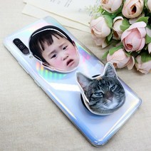 강아지 고양이 아기 얼굴 사진 그립 톡 홀더 휴대폰 스마트폰 스마트 제작, 기본1인, 4cm내외