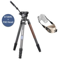 DSLR 카메라 캠코더용 전문 탄소 섬유 삼각대 모노포드 헤드 조류 관찰용 75mm 볼 어댑터 38.4mm 튜브, 04 ST384C and F80