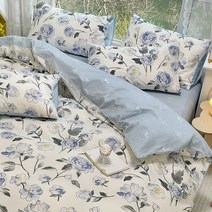 목화솜요 따뜻한 겨울 이불 토퍼 간절기 블루 플로랄 고급 침구 세트 100% 코튼 133x72 원단 피부 친화, 02 RU2.0-215x175 3pcs, 01 001