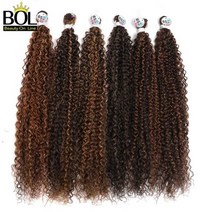BOL 합성 머리 직조 제리 곱슬 뭉치 6 개/묶음 자연 블랙 70CM 부드러운 긴 확장 여성용 데일리