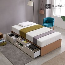 베드리움 모던 무헤드 4단수납침대SS-본넬매트리스, 오크