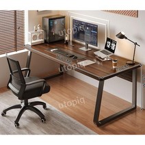 UTOPiQ 게이밍철제책상 사무용 데스크, 의자+블랙오크160x70
