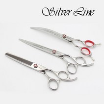 실버라인 애견미용 민가위 커브가위 숱가위 3종 국민세트, 7인치이하
