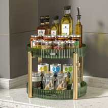 HEZO헤조 화장품 주방 정리함 회전형 다용도 진열대, 그린 2단×1개, 그린 2단×1개