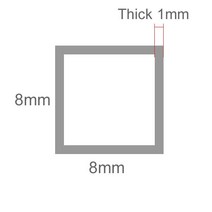 알루미늄 사각 파이프 8x8mm 1mm 두께 합금 튜브 프로파일 합금 직 형 모델 브래킷 장식 재료, 8x8x1, 50cm
