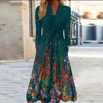 2023 써스데이 아일랜드 하라주쿠 스타일 원피스 레이디 빈티지 프린트 긴 소매 풀오버 드레스 봄