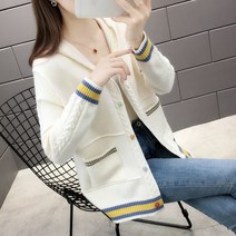 박시 니트가디건 여성 봄가을 계절 그물 레드 코트 상의 스윗 스웨터박스 핏아우터 3890168859, M, 화이트