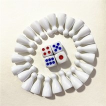체스맨 4 개 주사위 플라스틱 인간 폰 게임 조각 보드 게임용 탁상 마커 구성 요소 24, [01] White N Dice
