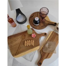 SM 시그니쳐 원목 월넛 통나무 통원목 도마 플레이팅 플레이트 원형&사각 핸들 손잡이 우드 도마, 시그니쳐 도마 - 대