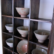 느릅나무 다완장 (24칸) 다완 소품장식장 벽장식 피규어진열 수입, 내츄럴