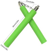 쌍절곤 스폰지 알루미늄 나무 호신용 쌍절곤 Sponge Nunchucks Kung Fu Practical Arts Products Martial E, 03 Green