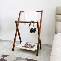 원목행거 선반 원룸 옷방 인테리어 벽 선반 코트랙 옷, 소형 로그   55  49.5  147