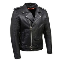 Milwaukee Leather SH1011 남성용 클래식 사이드 레이스 경찰 스타일 오토바이 가죽 재킷 - 2XL, 5X-Large