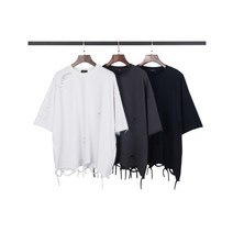 오버 사이즈 데미지 라운드 반팔 티셔츠 tee [스트릿 명품 편집샵 람스]
