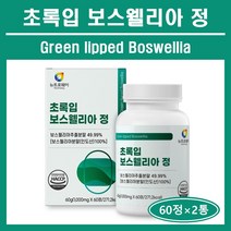 초록입 보스웰리아 정 뉴질랜드산 초록입홍합 인도산 보스웰리아추출분말 100% 보스웰릭산 AKBA KBA 유향나무 무릎 관절 연골 손가락 뼈 건강 영양제 추천 홈쇼핑 뉴트로웨이, 2통, *뉴트로웨이 초록입보스웰리아정 (1000mg×60정)