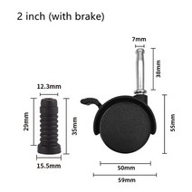 가구 이동 바퀴 만능 지렛대 캐스터 사무실 의자 소파 브레이크 플라스틱 롤링 롤러, 2인치