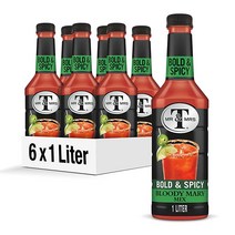 Mr & Mrs T 피나 콜라다 믹스 1L 병 (6개 팩), Spicy Bloody Mary, 59.2 Fl Oz (Pack of 6)