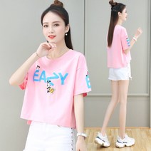 코튼 반팔 티셔츠 여성의 2022 년 새 여름 여성의 느슨한 높은 허리 짧은 셔츠 작은 핀 코트