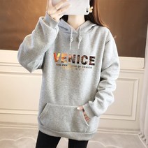 [오늘발송] 스타일아유 여성 기모 후드 베니스 레터링 티셔츠 맨투맨 루즈핏 오버핏 긴팔 후드티 11컬러 [노마진]