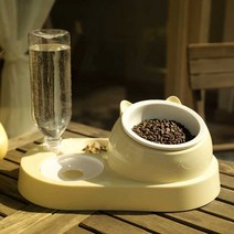 사료 자동급식기 강아지 고양이 사료통 식기 애견용품, 모란디 블루(물병 550ml)