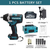 전동라쳇 충전식 렌치 임팩트 Kamolee-무선 1800N.M 토크 DTW700 브러시리스 12 인치 전동 공구 마끼다 18V 배터리용, 럭셔리 세트 US