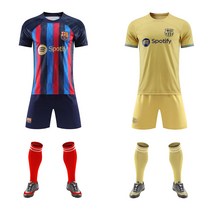 22-23 바르셀로나 반팔 유니폼 홈 어린이 유니폼 성인 축구복 상하의 세트