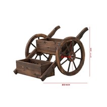 정원카트 편리한 편안한 안정적인 정원 드라이브 별빛스토어 세발 자전거 꽃 냄비 카트 꽃 냄비 랙 정원 부식 방지 나무 장식 꽃 냄비 탄화 직사각형 목가적 인 풍경 꽃 냄비, 중간, 난간이 있는 수레