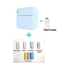 미니 귀여운 모양 휴대용 무선 감열식 라벨 프린터 57mm 안드로이드 IOS, 18 C17 Blue with 7Rolls