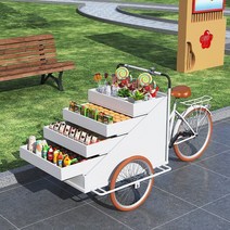 꽃마차 야외 팝업 매대 마차 이동식 판매대 식물 선반, 검은색