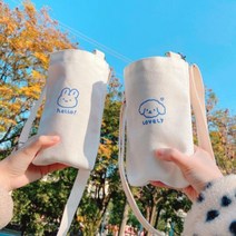 드링크백 캔버스 커피홀더 미니에코백 텀블러가방 패브릭컵홀더 테이크아웃컵홀더 에코컵홀더 텀블러주머니 텀블러손잡이 물병가방 휴대용컵홀더 컵슬리브 커피캐리어, ◎상품_1에코드링크백-강아지◎
