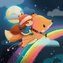 보석십자수 캐릭터 힐링 그림책 스타일 3D 도안 DIY다이아몬드 그림 세트 거실 침실 식당 사무실 집들이 개업선물 인테리어 소품 집중력 대형 수제공예, KT720, 45x45cm