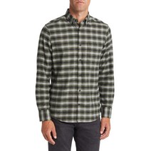 NORDSTROM 노드스트롬 테크-스마트 트림 핏 체크 무늬 플란넬 버튼-다운 셔츠