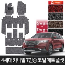KC인증 4세대 카니발 풀셋 크러시온 코일매트 확장형, 그레이, 확장-4세대 카니발 7인승 상하트렁크풀셋, 기아(코일확장), 기아
