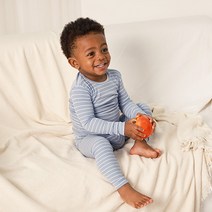 아바마 아동용 찰랑 스트라이프 긴팔 실내복